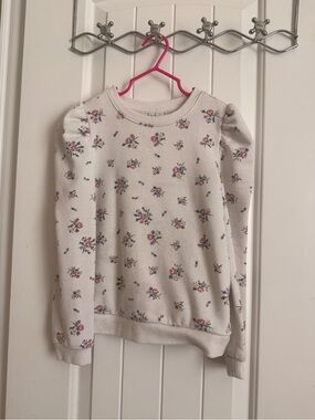Janie and Jack Cream Floral Puff-Sleeve Sweatshirt